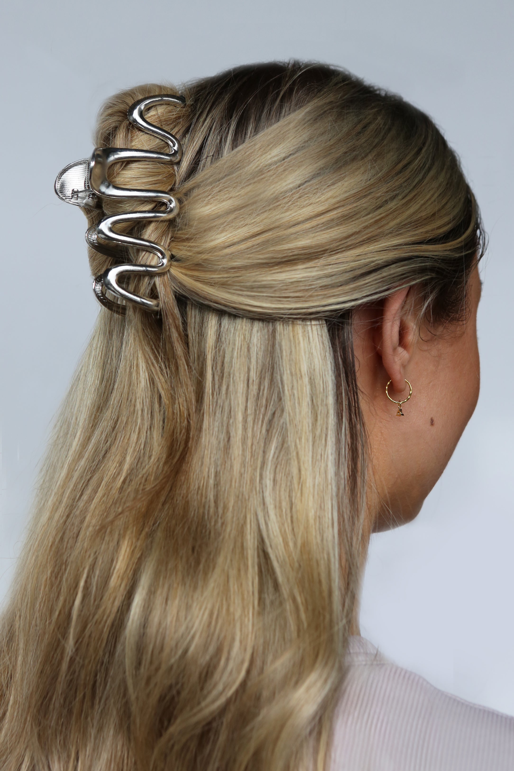 Wavy Hair Claw - Silver